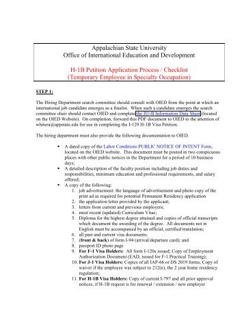H-1B Petition Application Process / Checklist - International ...