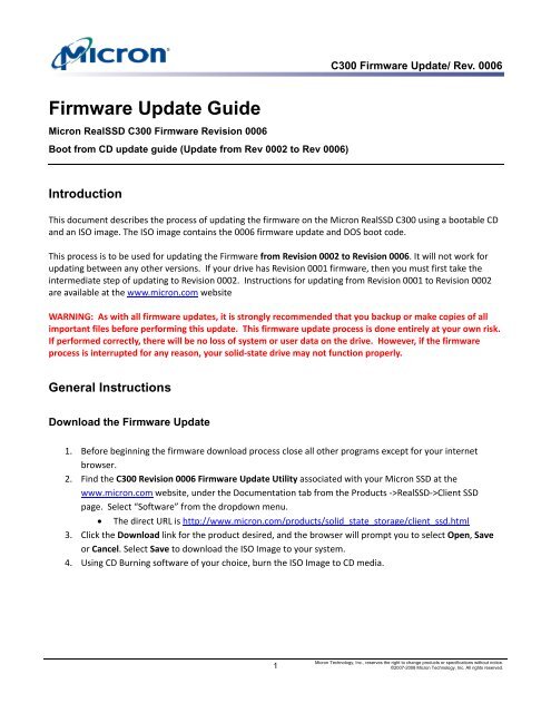 Firmware Update Guide - Micron