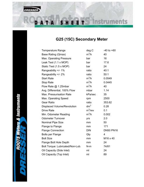 G25 Spec Sheet.pdf - UK Metering