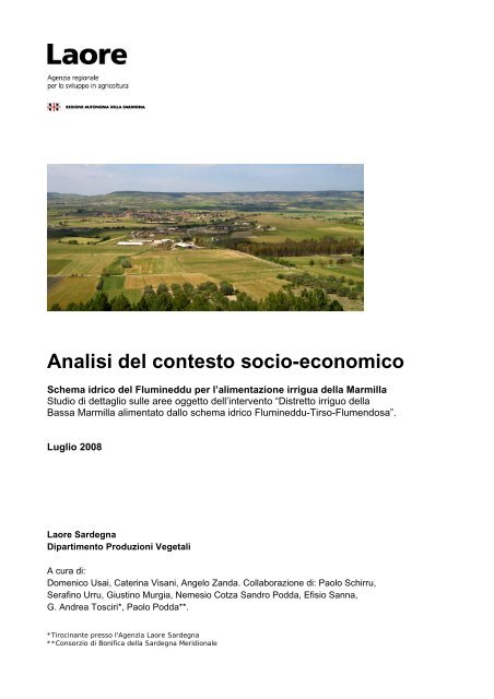 Analisi del contesto socio-economico - Sardegna Agricoltura