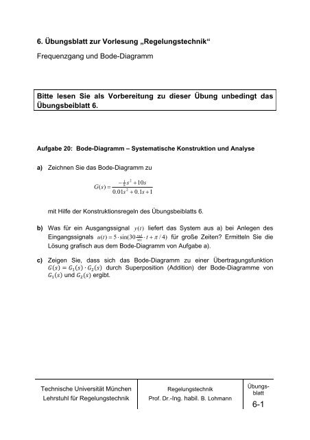 Frequenzgang und Bode-Diagramm Bitte lesen Sie als Vorbereitung ...