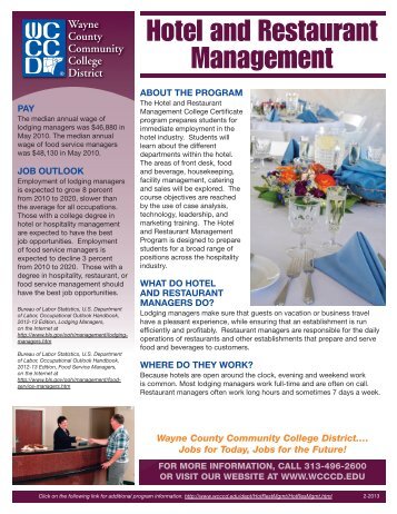 Hotel and Restaurant Management - Wayne County Community ...