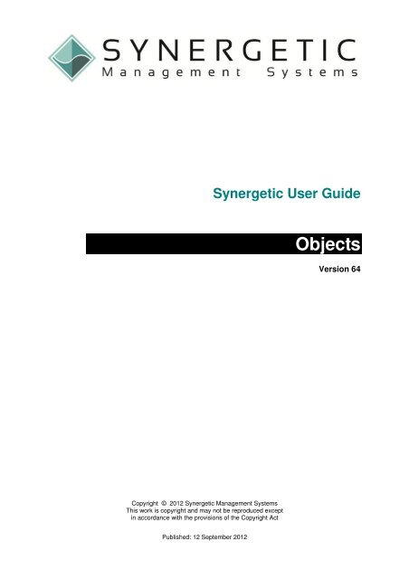 05 Objects.pdf - Synergetic Management Systems