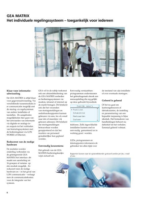 Commerciele brochure MATRIX regeling - GEA Happel Belgium