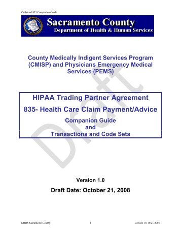 HIPAA Trading Partner Agreement 835- Health Care Claim Payment ...