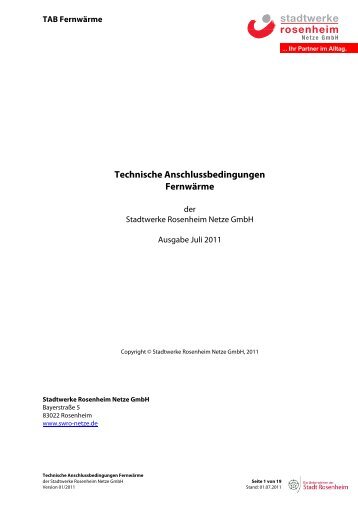 Technische Anschlussbedingungen Fernwärme - Netze GmbH