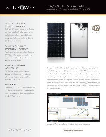 E19/240 AC SOLAR PANEL - SunPower