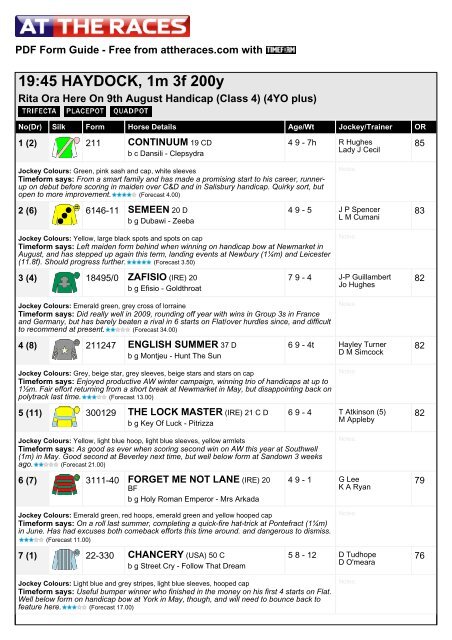At The Races PDF FORM GUIDE