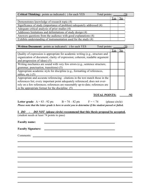 Thesis Proposal Grading Form - Department of Kinesiology - Boise ...