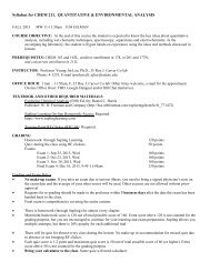 Syllabus for CHEM 211. QUANTITATIVE & ENVIRONMENTAL ...