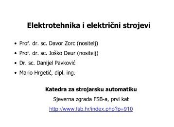 Elektrotehnika i elektriÄni strojevi - FSB