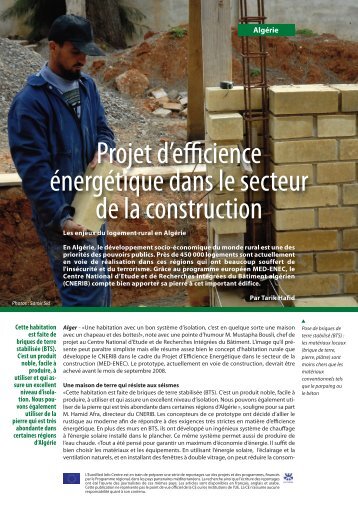 Projet d'efficience énergétique dans le secteur de la construction