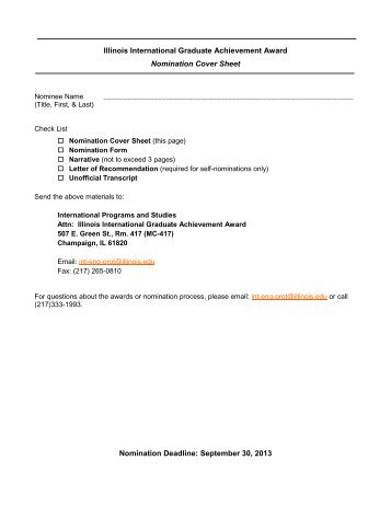 Cover Sheet and Nomination Form - International Programs and ...