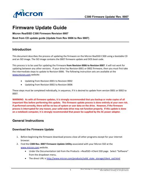 Firmware Update Guide - Micron