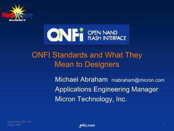 ONFI Standards and What They Mean to Designers - Micron