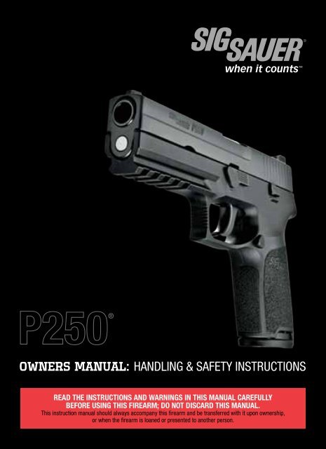 OWNERS MANUAL: Handling & SafeTy inSTrucTionS - Sig Sauer