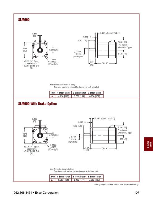 SLM/SLG Series Motor Ordering Information - Exlar