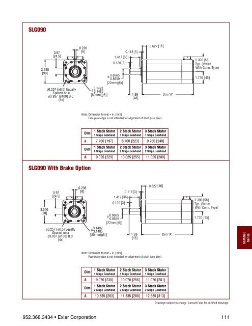 SLM/SLG Series Motor Ordering Information - Exlar