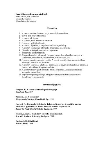 SzociÃƒÂ¡lis munka csoportokkal 2009-10