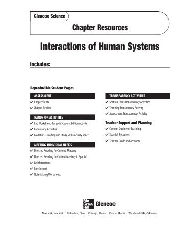 Chapter 3 Resource: Interactions of Human Systems