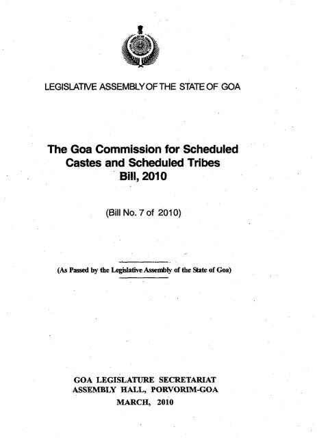 The Goa Commission for Scheduled Castes and Scheduled Tribes ...
