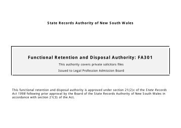 Functional Retention and Disposal Authority: FA301 - State Records ...