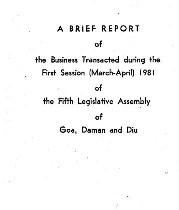 A BRIEF REPORT - Goa Legislative Assembly