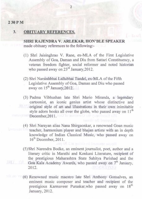 P - Goavidhansabha.gov.in - Welcome to Goa Legislative Assembly