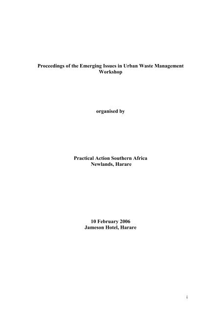 Emerging Issues in Urban Waste Management ... - Practical Action