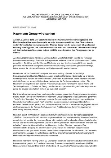 Haarmann Group soll saniert werden - bei MÃ¶nning und Georg ...