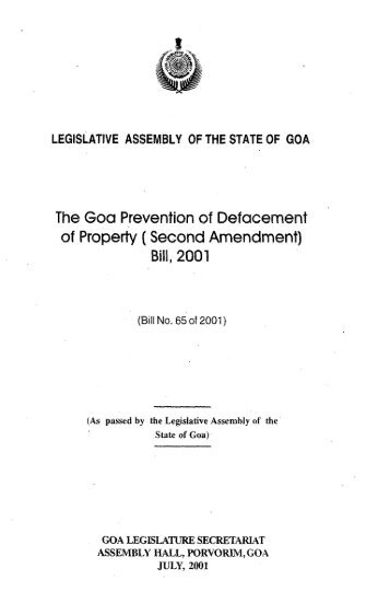 The Goa Prevention of Defacement of Property - Goavidhansabha ...