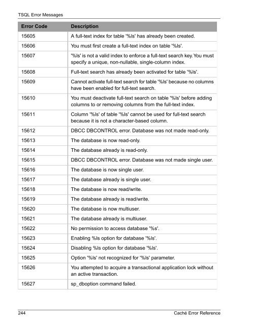 Caché Error Reference - InterSystems Documentation