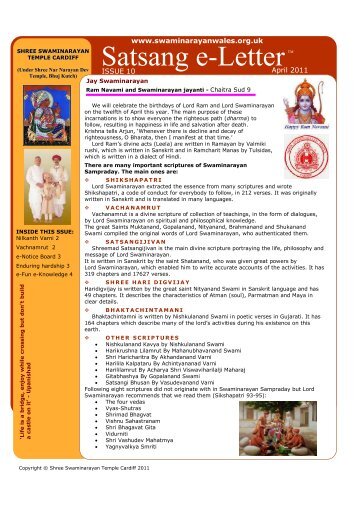 Issue - 10 (April 2011) - Shree Swaminarayan Temple Cardiff