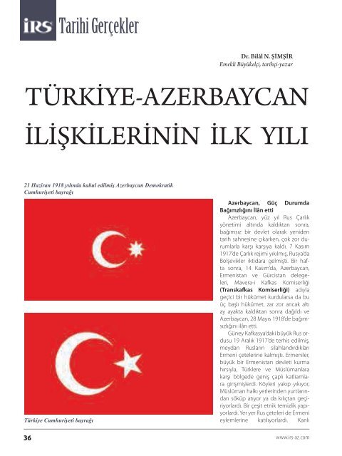 tÃ¼rkiye-azerbaycan iliÅkilerinin ilk yÄ±lÄ± - Irs