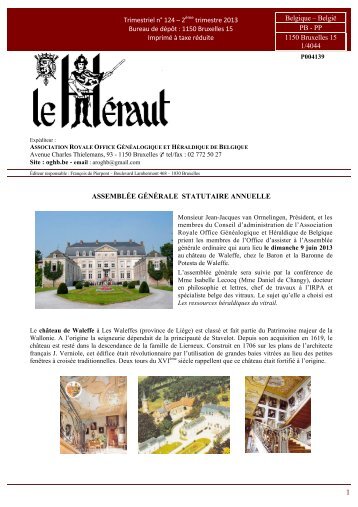HÃ©raut nÂ°124 - Association Royale Office GÃ©nÃ©alogique et ...