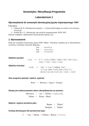 Semantyka i Weryfikacja ProgramÃ³w Laboratorium 1