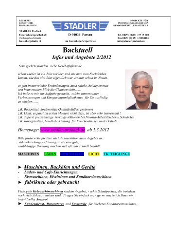 Backtuell Infos und Angebote 2/2012