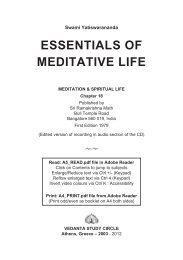 Essentials of Meditative Life - Vedanta