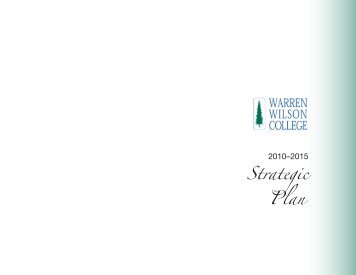 The 2010 - 2015 Strategic Plan - Warren Wilson College
