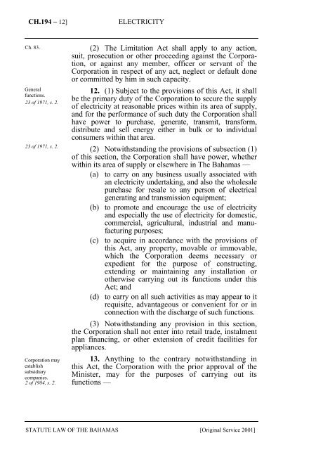 Electricity Act - The Bahamas Laws On-Line - The Government of ...