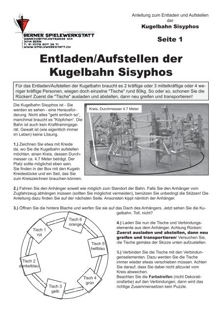 Entladen/Aufstellen der Kugelbahn Sisyphos