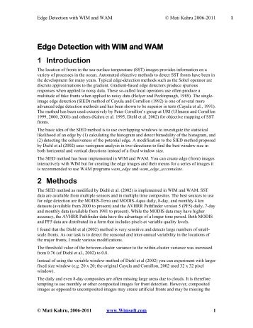 Edge Detection with WIM and WAM 1 Introduction 2 Methods - Wimsoft