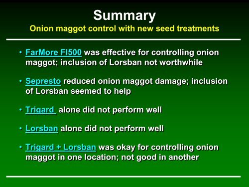 Insect management in onions