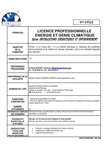 Energie et GÃ©nie Climatique option Installations Ã©nergÃ©tiques et ...