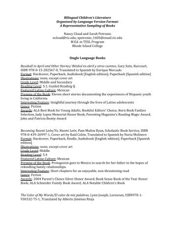 Bilingual Children's Literature Bibliography.pdf - RITELL