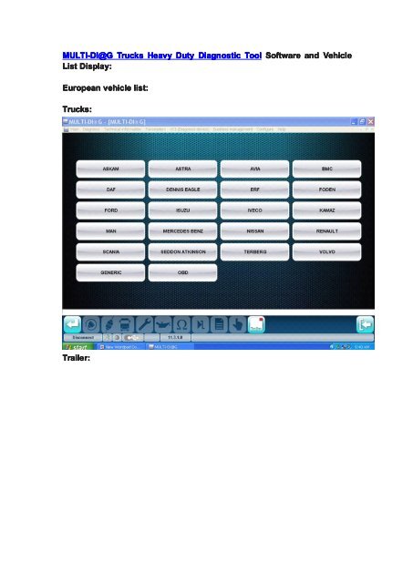Multi-Di@g Truck Heavy Duty Diagnostic Tool Software Vehicle List ...