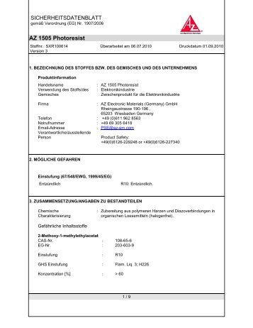 AZ 1505 Photoresist - FIRST