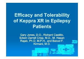 Efficacy and Tolerability of Keppra XR in Epilepsy Patients