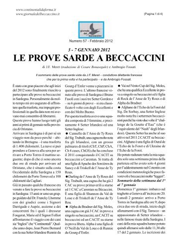 LE PROVE SARDE A BECCACCINI - Giornaledelbeccaccino.it