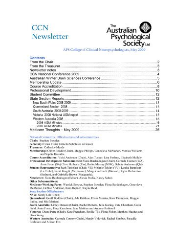 CCN Newsletter - APS Member Groups - Australian Psychological ...